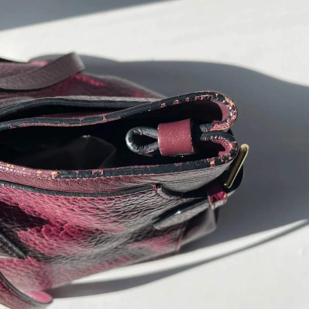 Burberry‎ Heritage Clarborough Tote Grain Smooth Calfskin Damson Magenta Bag